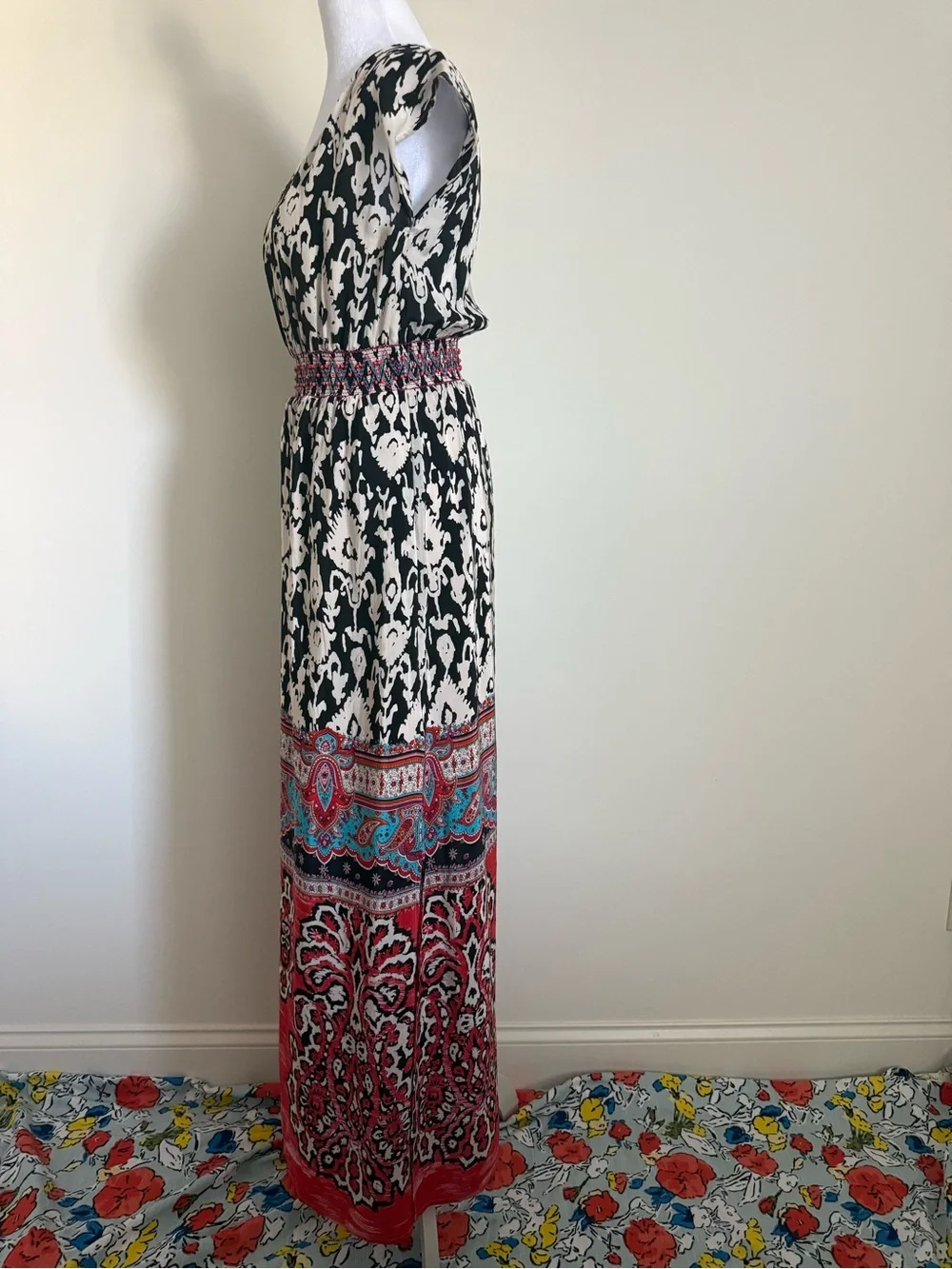 Anthropologie Vanessa Virginia 100% Silk Boho Print Maxi Dress size 2 US - Picture 2 of 11